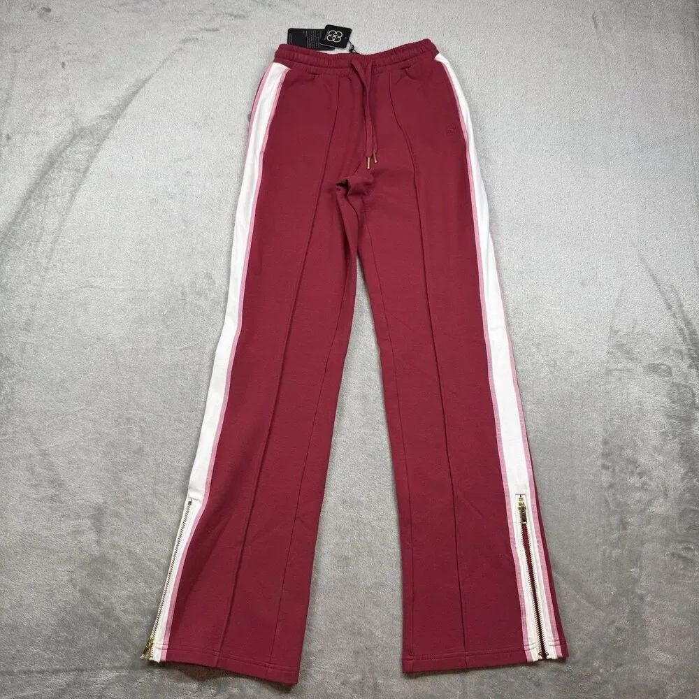 Care Tucker Pants Womens XS Red Jordan Interlock Bordeaux Side Stripe Zip Office